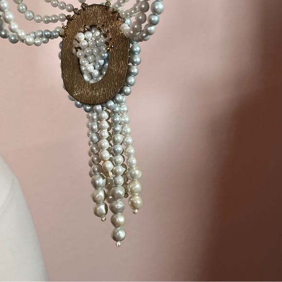 Antique Vintage Maximalism Waterfall Pearl Victorian Choker festoon Necklace - Picture 15 of 17